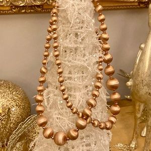 Rose Gold Satin Finish 14k clad 36” Graduated Bead Necklace